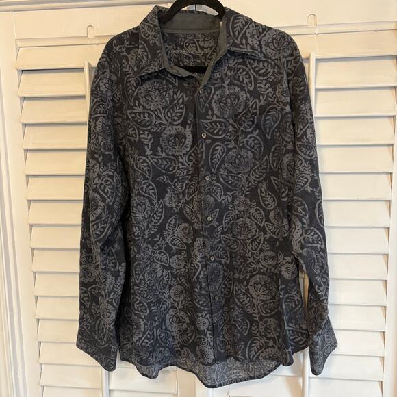 Tommy Bahama Gray‎ Patterned Button Up Shirt Size XL - Picture 1 of 8